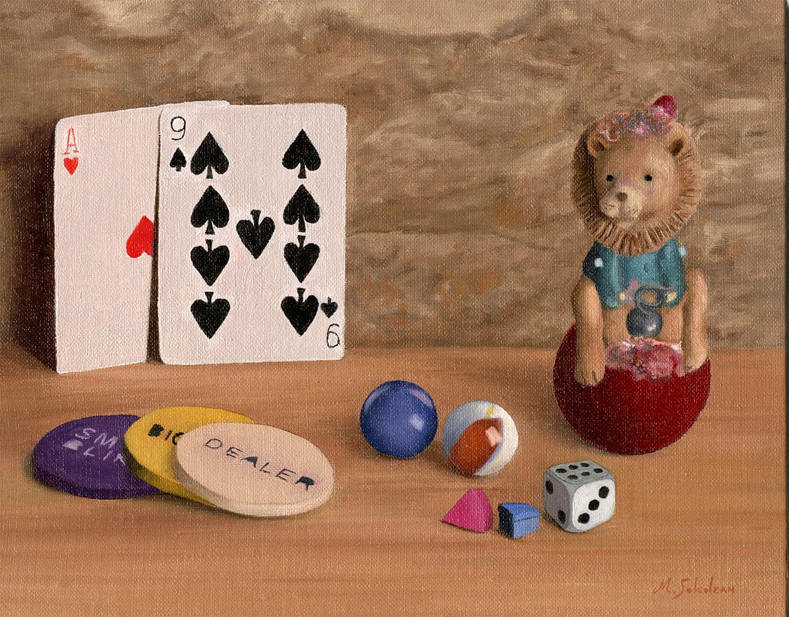 Marc Sokolean Fine Art Original Oil Painting Game Night Original Oil Painting