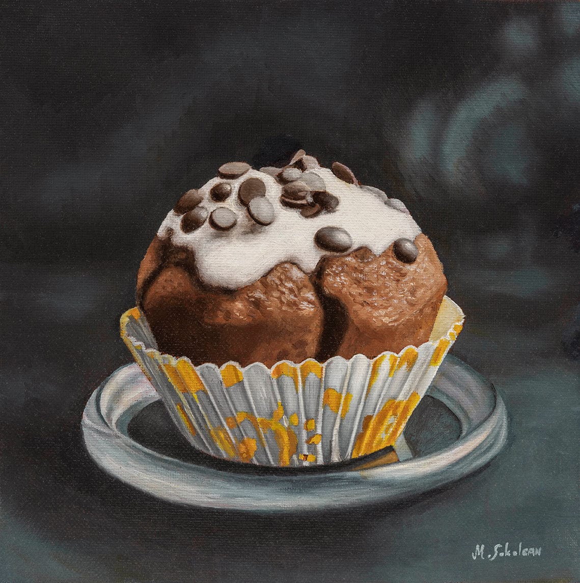 Marc Sokolean Fine Art Fine Art Print Fine Art Print - Frosted Muffin - Food Paintings by Marc Sokolean