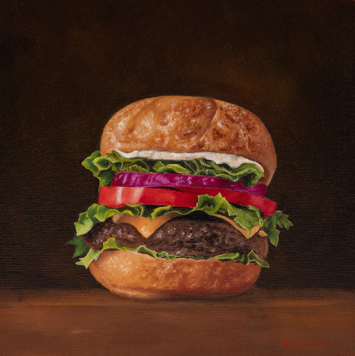 Marc Sokolean Fine Art Fine Art Print Fine Art Print - The Hamburger - Food Paintings by Marc Sokolean